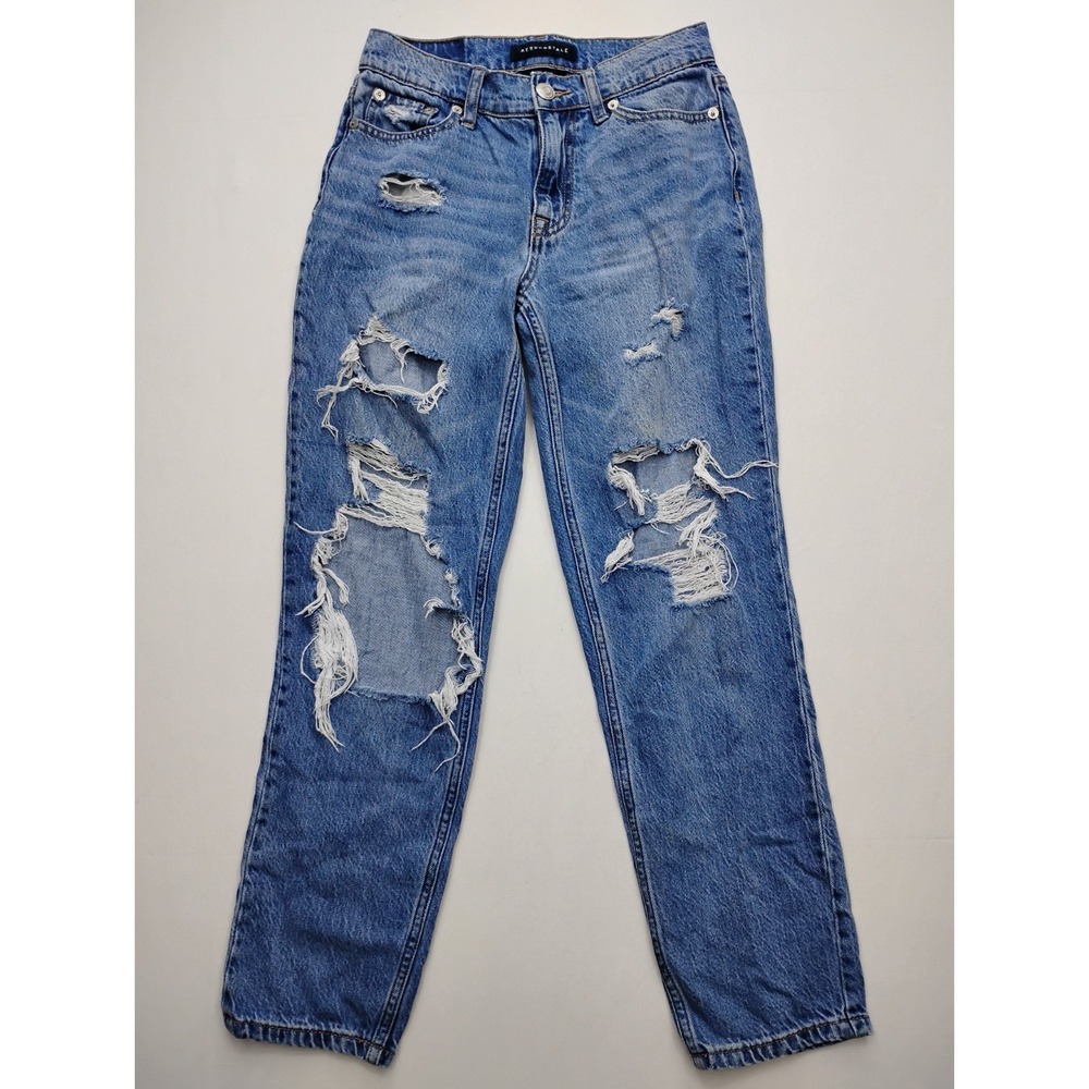 Aeropostale Mom Jeans Distressed High Waisted Denim Size‎ 00
